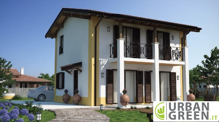 Casa in legno Bipiano da 120mq - Progetto casa in legno URB 04 - Foto frontale