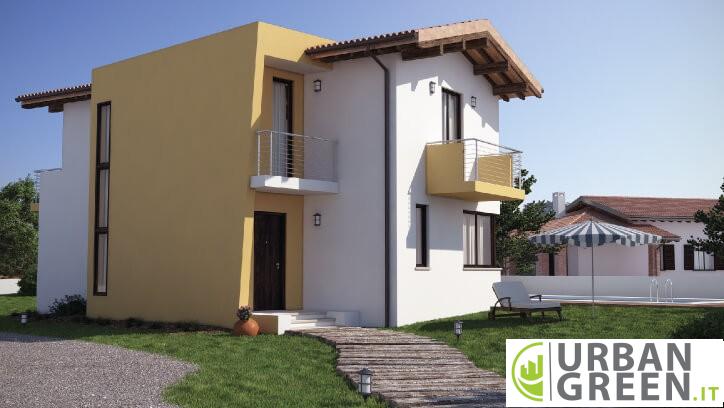 Casa in legno Bipiano - Progetto casa in bioedilizia URB05 - Vista frontale