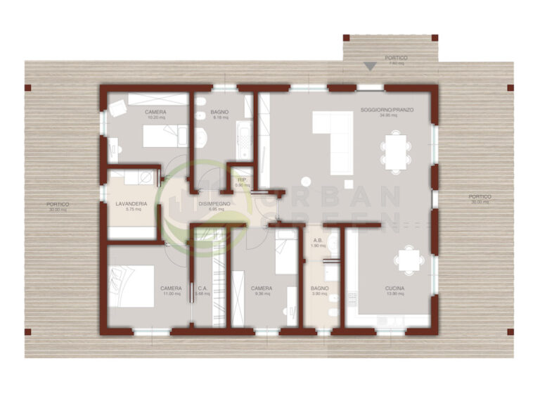 planimetria casa in legno monopiano