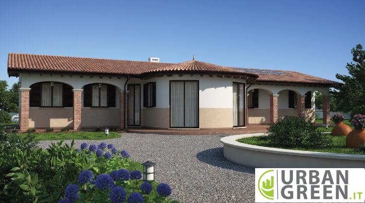 vista fronte casa legno