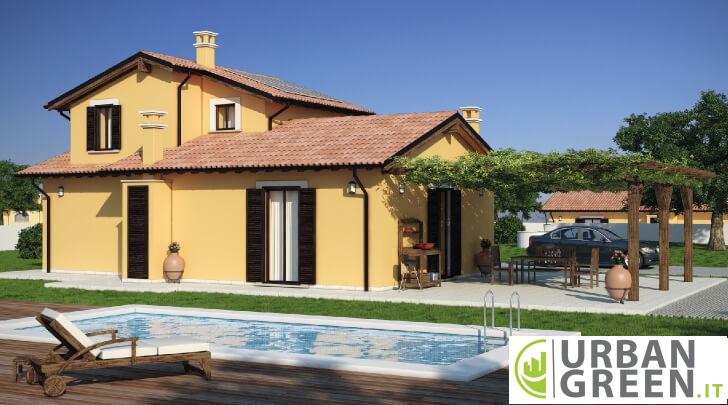 casa in legno con piscina da 120mq. progetto casa in bioedilizia urb03